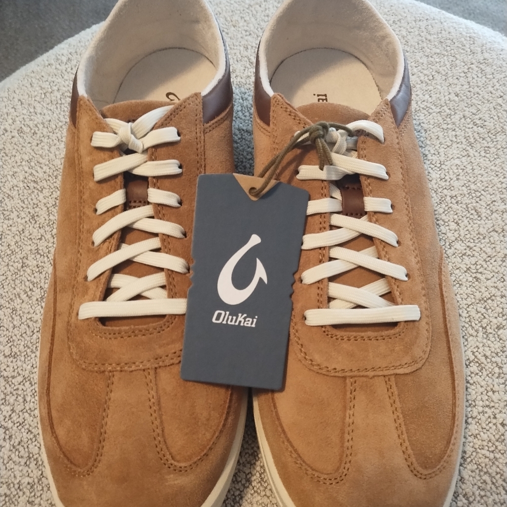 Olukai Punini Brown Suede Casual Low Top Tan/Toffee Men's Sneakers Size (13)